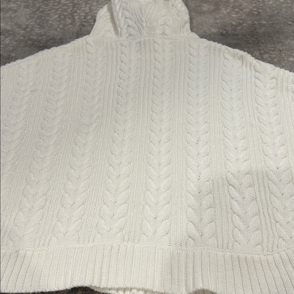 BOBOYYOYO OFF WHITE CABLE KNIT HOODIE CAPE KIDS L - Picture 6 of 10